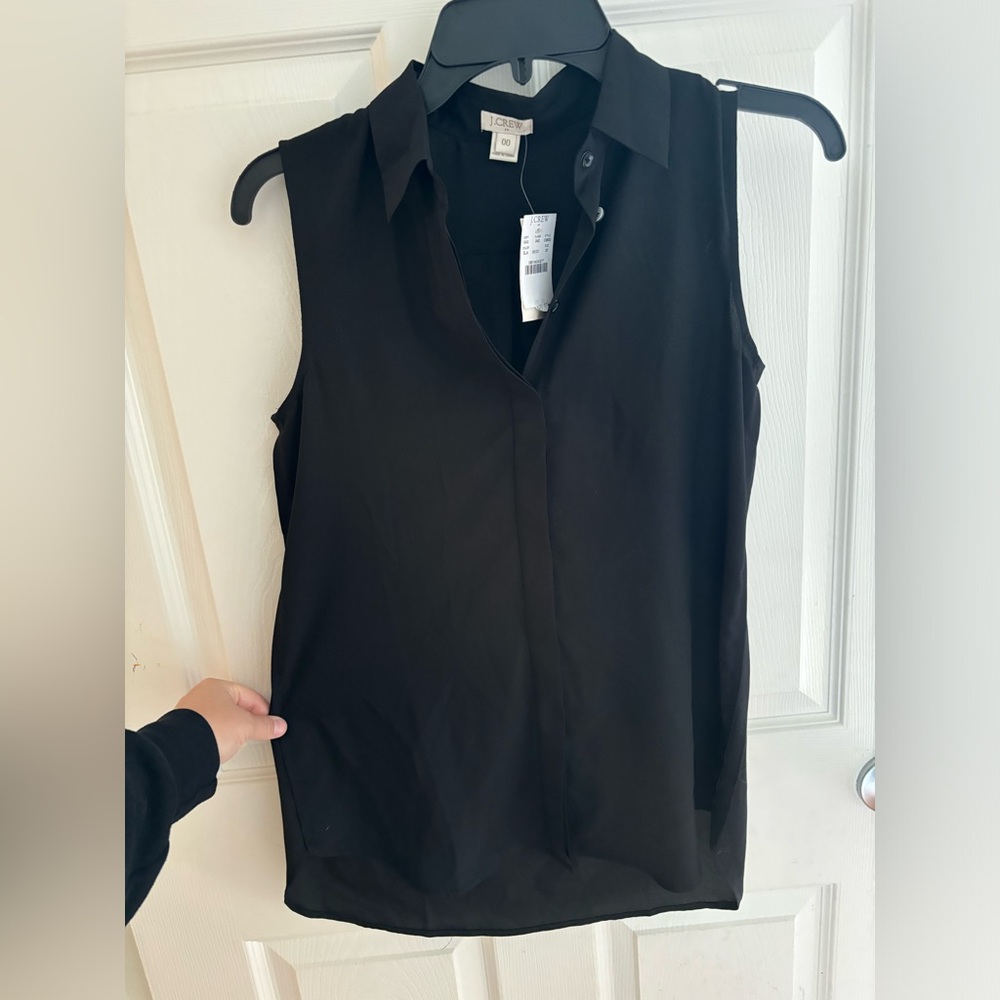 J crew factory black button up tank size 00